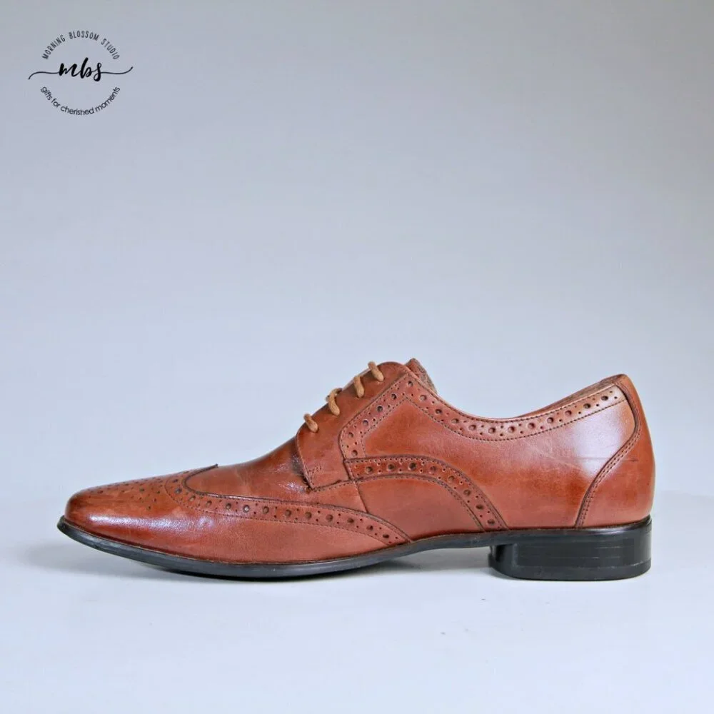 Stacy Adams Garrison Leather Wing‎ Tip Oxfords Brown Men 9.5